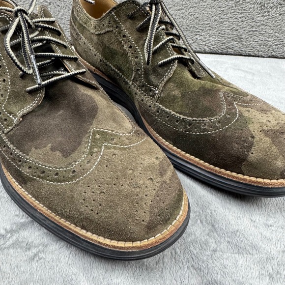 Cole Haan Lunargrand Wingtip Mens 10 Camo‎ Suede Excellent Brogue Shoes C12506 main image 4
